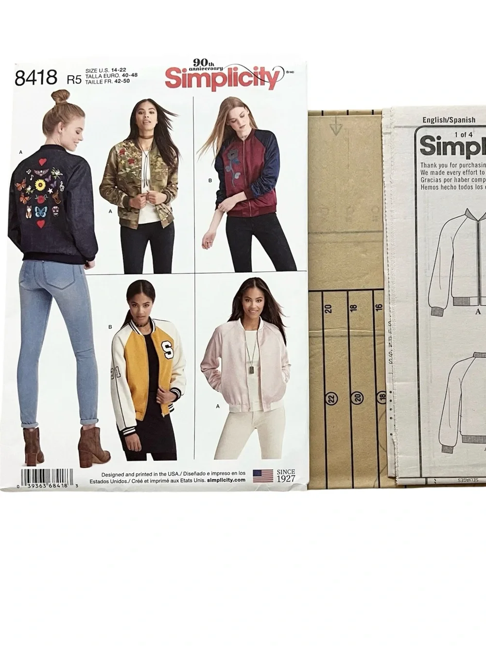 Simplicity 8418 Women’s Bomber Jacket Pattern Sz 14-22 Uncut